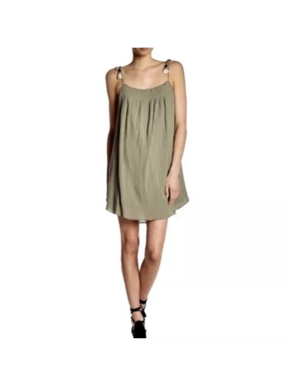 NWT Joie Lilliana Mini Dress Army Green Tassel Spaghetti Straps Boho Chic S